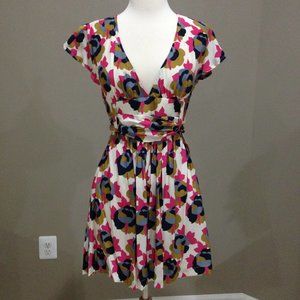 Sophia Eugene floral print silk dress with removable belt